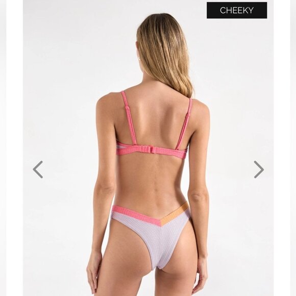 NWT OneOne Swimwear Hamptons Bikini Set Jesse Kameron Small New Shimmer Cheeky - Picture 6 of 16